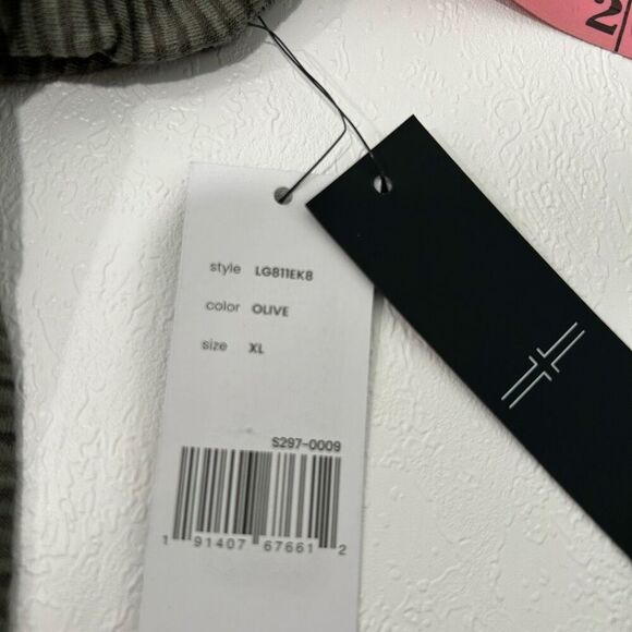 Liverpool Los Angeles Olive Striped Henley Long Sleeve Shirt XL - Picture 6 of 6